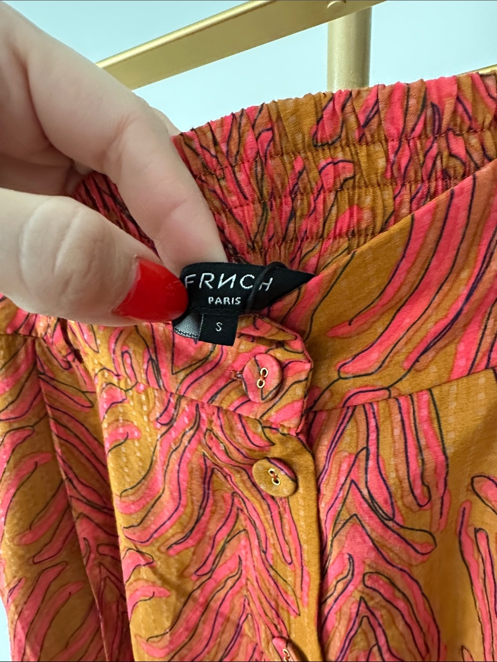 FRNCH Paris Printed Midi Skirt Small NWT Colorful Button Front - Picture 4 of 7